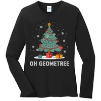 Christmas Geometry Teacher Xmas Math Equations Geometreetree Ladies Long Sleeve Shirt