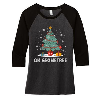 Christmas Geometry Teacher Xmas Math Equations Geometreetree Women's Tri-Blend 3/4-Sleeve Raglan Shirt