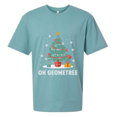 Christmas Geometry Teacher Xmas Math Equations Geometreetree Sueded Cloud Jersey T-Shirt