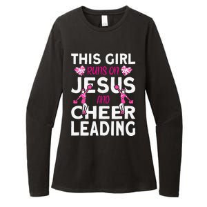 Cheer Girl This Girl Runs On Jesus And Cheerleading Womens CVC Long Sleeve Shirt