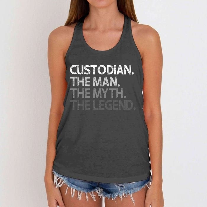 Custodian Gift The Man Myth Legend Women's Knotted Racerback Tank