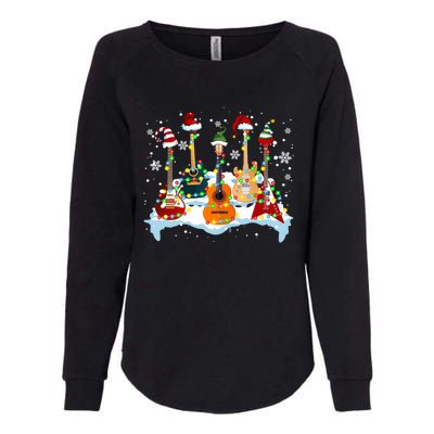 Christmas Guitar Tree Xmas Lights Santa Guitar Instruts Gift Womens California Wash Sweatshirt