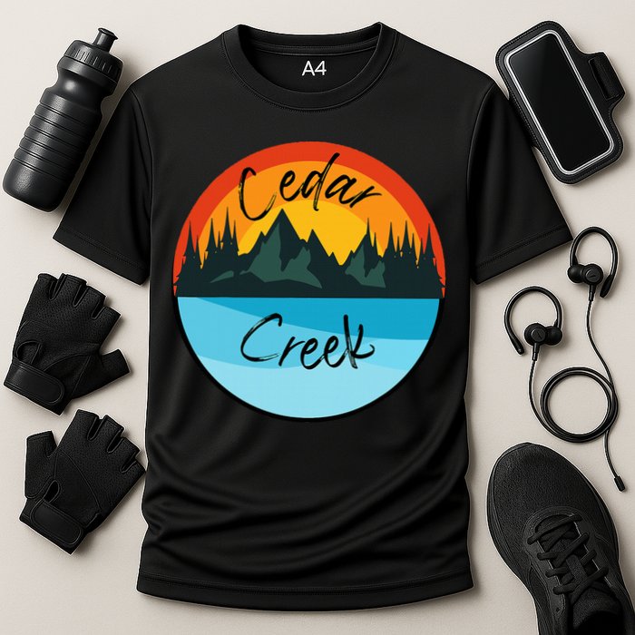 Camping Graphic Tee. Cedar Creek Graphic Tee. Performance Shirt