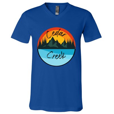 Camping Graphic Tee. Cedar Creek Graphic Tee. V-Neck T-Shirt