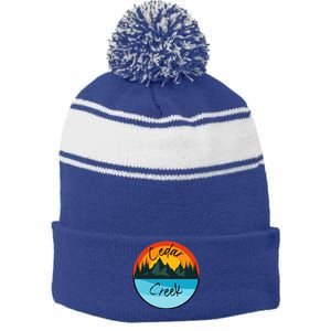 Camping Graphic Tee. Cedar Creek Graphic Tee. Stripe Pom Pom Beanie