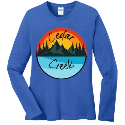 Camping Graphic Tee. Cedar Creek Graphic Tee. Ladies Long Sleeve Shirt