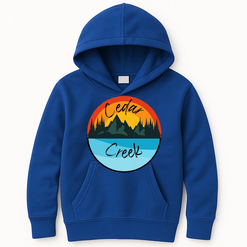 Camping Graphic Tee. Cedar Creek Graphic Tee. Kids Hoodie