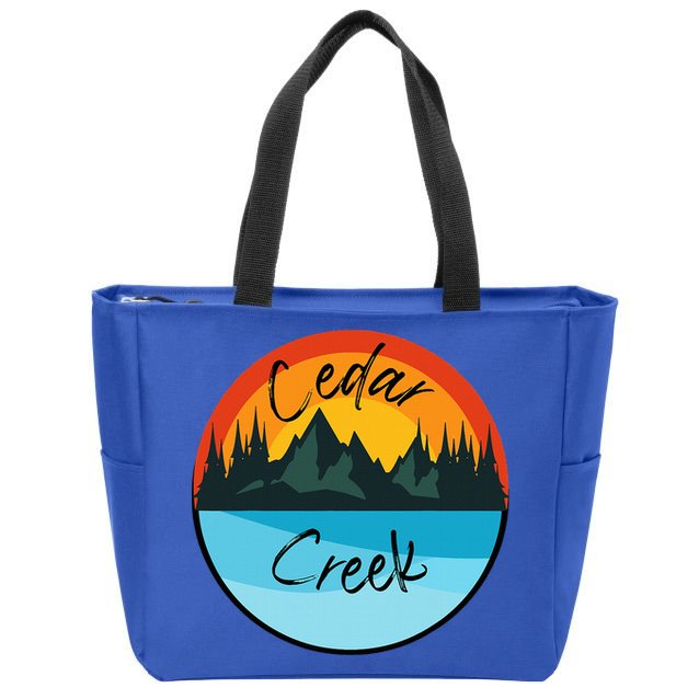 Camping Graphic Tee. Cedar Creek Graphic Tee. Zip Tote Bag