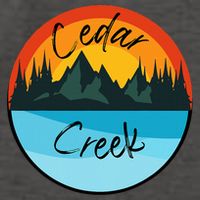 Camping Graphic Tee. Cedar Creek Graphic Tee. Vector Backpack