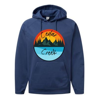 Camping Graphic Tee. Cedar Creek Graphic Tee. Performance Fleece Hoodie