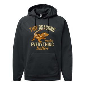 Crested Gecko Tiny Dragons Make Everything Better Performance Fleece Hoodie