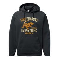 Crested Gecko Tiny Dragons Make Everything Better Performance Fleece Hoodie