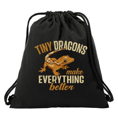 Crested Gecko Tiny Dragons Make Everything Better Drawstring Bag