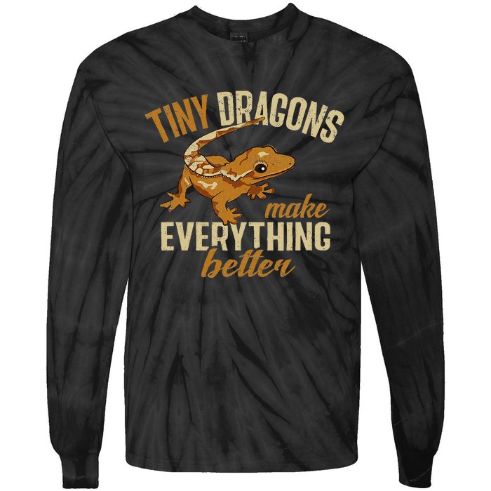 Crested Gecko Tiny Dragons Make Everything Better Tie-Dye Long Sleeve Shirt