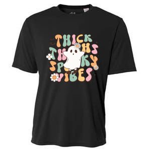 Cute Ghost Thick Thighs Spooky Vibes Death Pumpkin Retro Halloween Cooling Performance Crew T-Shirt