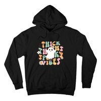 Cute Ghost Thick Thighs Spooky Vibes Death Pumpkin Retro Halloween Hoodie