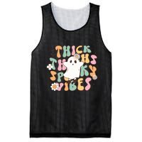 Cute Ghost Thick Thighs Spooky Vibes Death Pumpkin Retro Halloween Mesh Reversible Basketball Jersey Tank