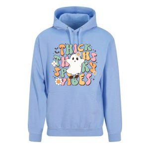 Cute Ghost Thick Thighs Spooky Vibes Death Pumpkin Retro Halloween Unisex Surf Hoodie