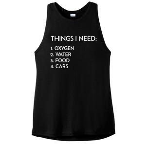 Car Guy Things I Need Oxygen And Cars Funny Auto Enthusiast Ladies PosiCharge Tri-Blend Wicking Tank