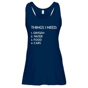 Car Guy Things I Need Oxygen And Cars Funny Auto Enthusiast Ladies Essential Flowy Tank