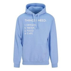 Car Guy Things I Need Oxygen And Cars Funny Auto Enthusiast Unisex Surf Hoodie