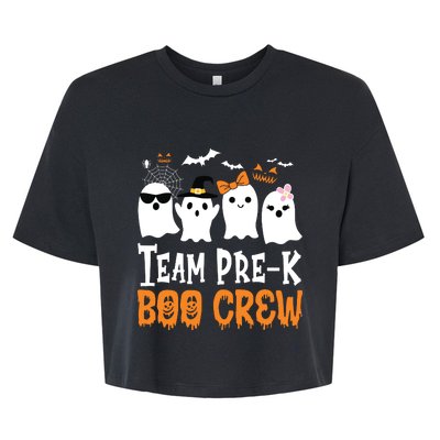 Cute Ghost Team Pre K Boo Crew Halloween Teacher Student Bella+Canvas Jersey Crop Tee