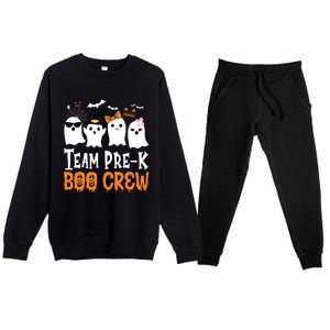 Cute Ghost Team Pre K Boo Crew Halloween Teacher Student Premium Crewneck Sweatsuit Set