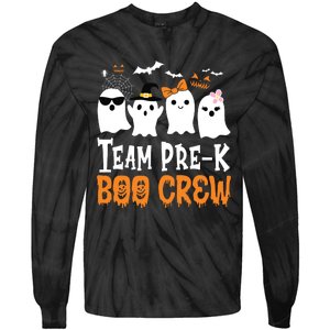 Cute Ghost Team Pre K Boo Crew Halloween Teacher Student Tie-Dye Long Sleeve Shirt