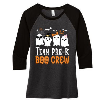 Cute Ghost Team Pre K Boo Crew Halloween Teacher Student Women's Tri-Blend 3/4-Sleeve Raglan Shirt