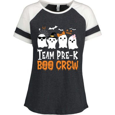 Cute Ghost Team Pre K Boo Crew Halloween Teacher Student Enza Ladies Jersey Colorblock Tee