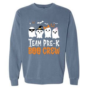 Cute Ghost Team Pre K Boo Crew Halloween Teacher Student Garment-Dyed Sweatshirt