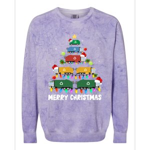 Cute Garbage Truck Christmas Tree Lights Ornat Decor Xmas Meaningful Gift Colorblast Crewneck Sweatshirt