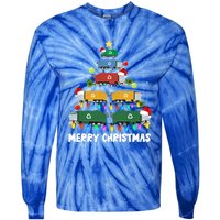 Cute Garbage Truck Christmas Tree Lights Ornat Decor Xmas Meaningful Gift Tie-Dye Long Sleeve Shirt