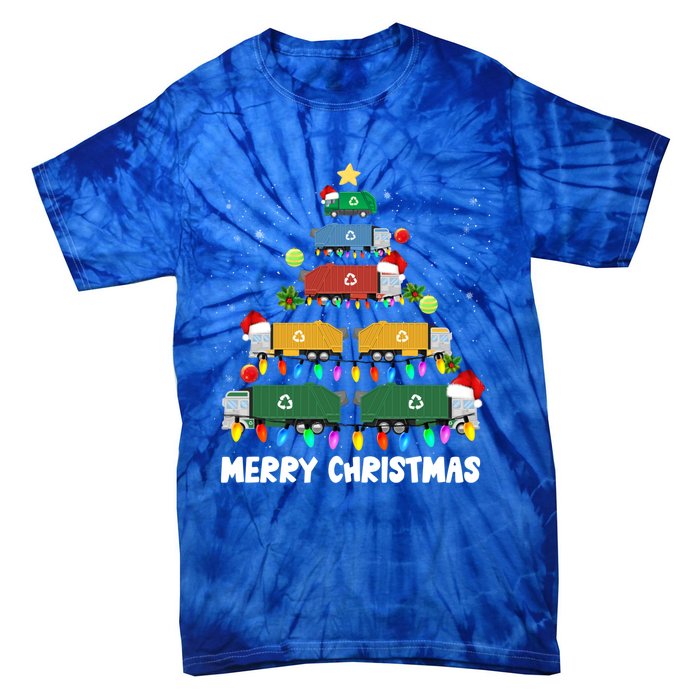 Cute Garbage Truck Christmas Tree Lights Ornat Decor Xmas Meaningful Gift Tie-Dye T-Shirt