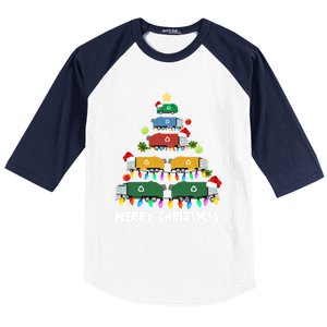 Cute Garbage Truck Christmas Tree Lights Ornat Decor Xmas Meaningful Gift Baseball Sleeve Shirt