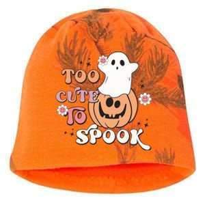 Cute Ghost Too Cute To Spooky Pumpkin Halloween Retro Kati - Camo Knit Beanie