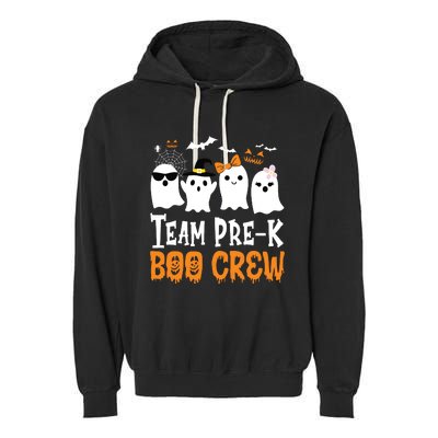 Cute Ghost Team Pre K Boo Crew Halloween Teacher Student Garment-Dyed Fleece Hoodie