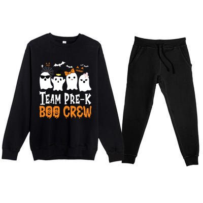 Cute Ghost Team Pre K Boo Crew Halloween Teacher Student Premium Crewneck Sweatsuit Set