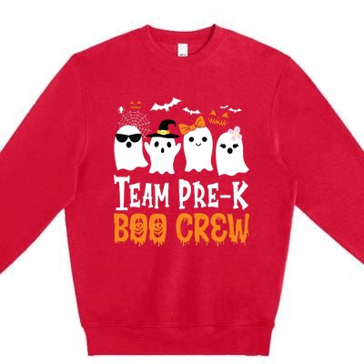 Cute Ghost Team Pre K Boo Crew Halloween Teacher Student Premium Crewneck Sweatshirt