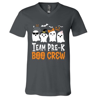 Cute Ghost Team Pre K Boo Crew Halloween Teacher Student V-Neck T-Shirt