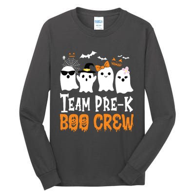 Cute Ghost Team Pre K Boo Crew Halloween Teacher Student Tall Long Sleeve T-Shirt