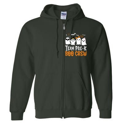 Cute Ghost Team Pre K Boo Crew Halloween Teacher Student Full Zip Hoodie