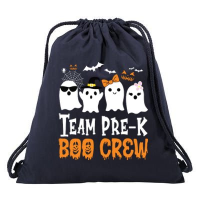 Cute Ghost Team Pre K Boo Crew Halloween Teacher Student Drawstring Bag