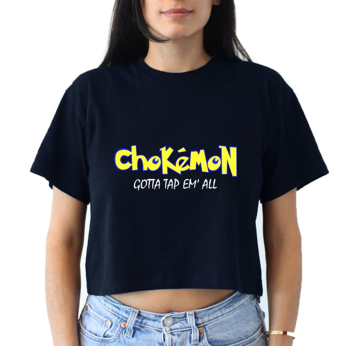 Chokemon Gotta Tap Em All Funny Jiu Jitsu MMA Women's Crop Top Tee