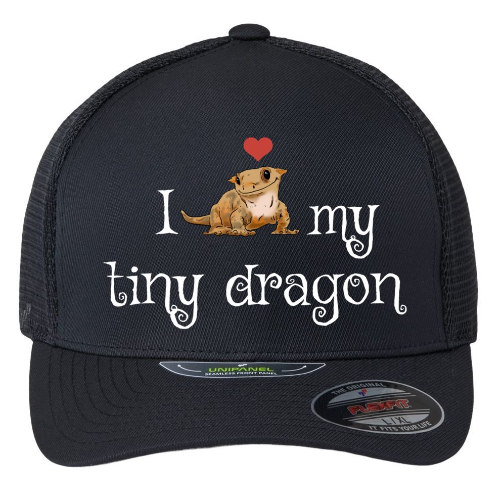Crested Gecko Tiny Dragon Gecko Lover Cute Crestie Lizard Gift Flexfit Unipanel Trucker Cap