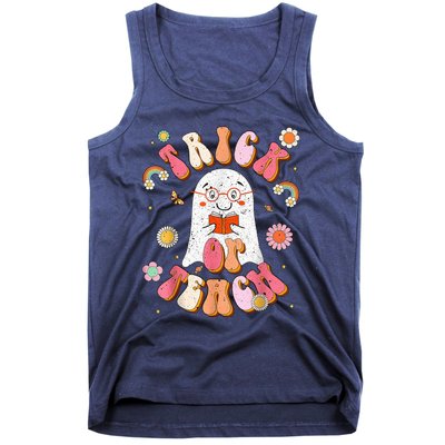 Cute Ghost Trick Or Teach Funny Teacher Halloween Costume Tank Top