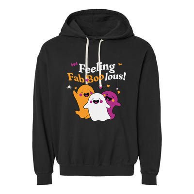 Cute Ghost Trio Boo Halloween Fab Boo Lous Garment-Dyed Fleece Hoodie