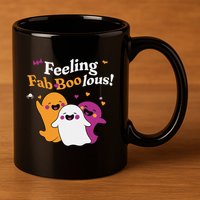 Cute Ghost Trio Boo Halloween Fab Boo Lous 11oz C Handle Ceramic Mug