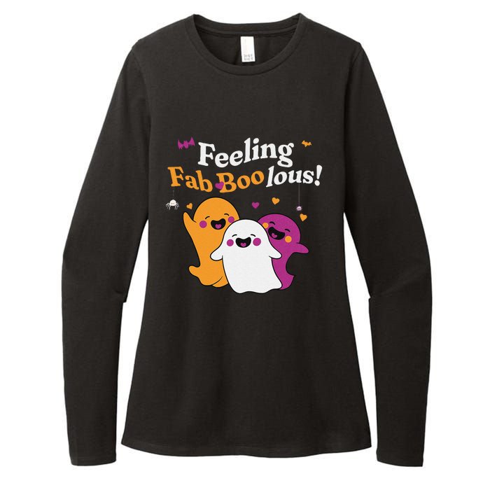 Cute Ghost Trio Boo Halloween Fab Boo Lous Womens CVC Long Sleeve Shirt