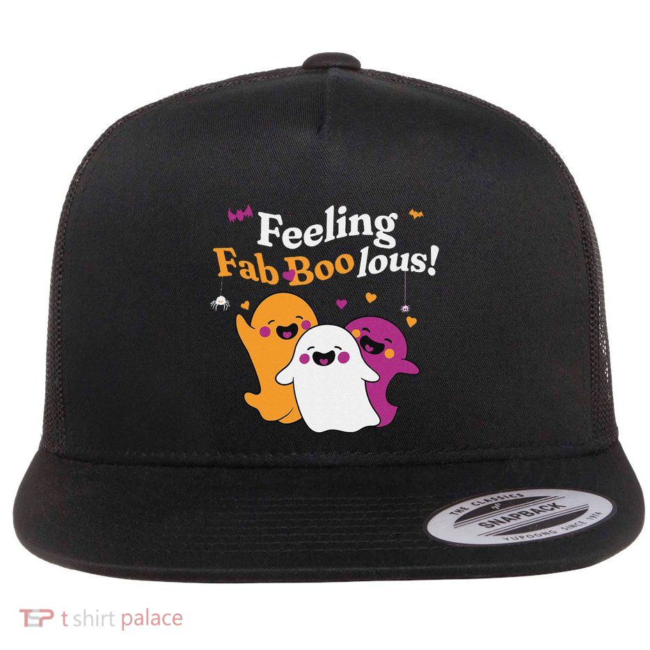 Cute Ghost Trio Boo Halloween Fab Boo Lous Flatbill Hat